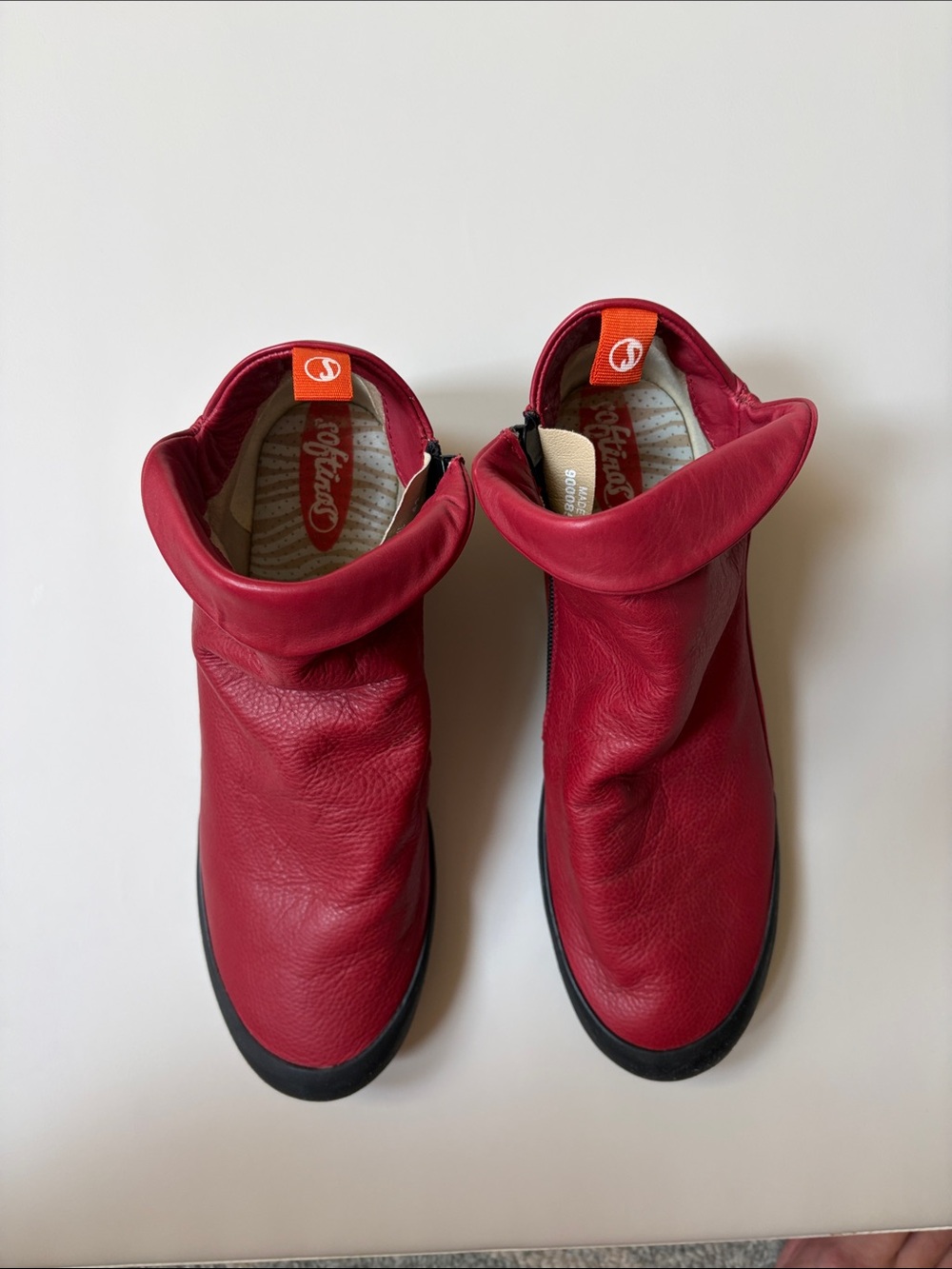 Red Leather Ankle Zip Booties - Women's size 9,5 / 41
